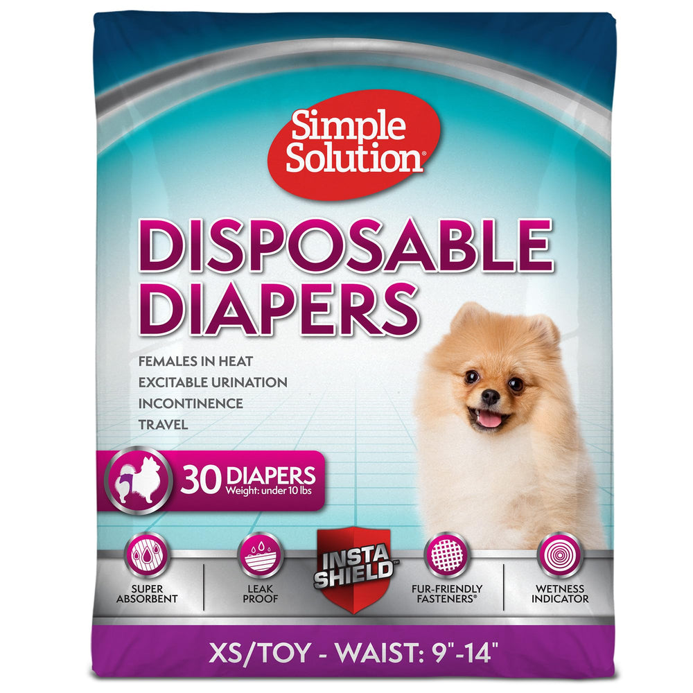Simple Solution couches jetables pour chien femelle, ajustement sûr jusqu'à 14 po, confort durable.
