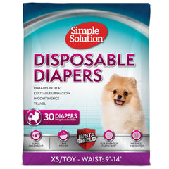 Simple Solution couches jetables pour chien femelle, ajustement sûr jusqu'à 14 po, confort durable.