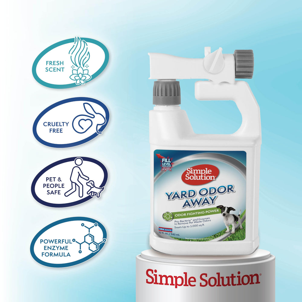 Simple Solution Yard Odor Away! Compatible avec pelouse, plantes et surfaces extérieures.
