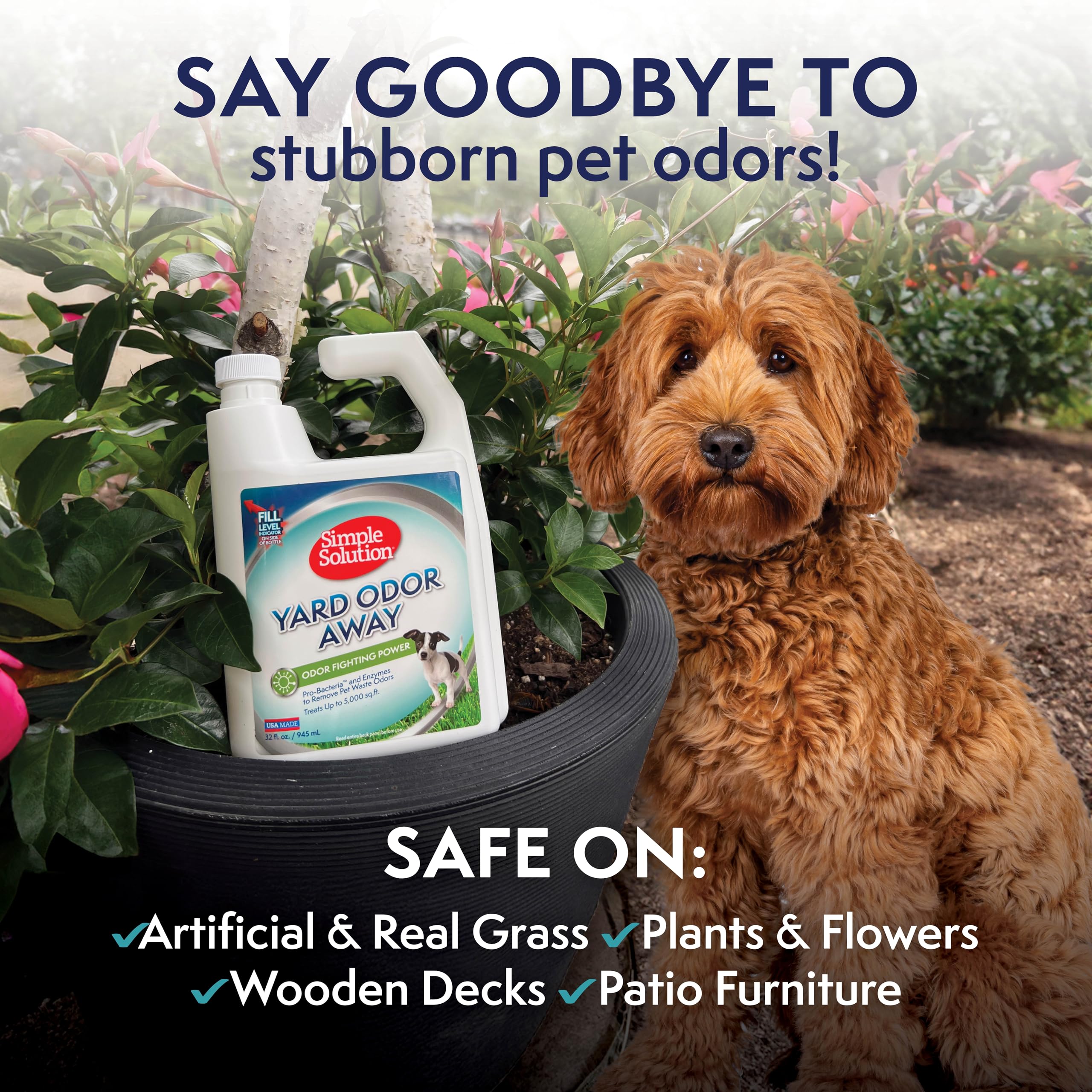 Simple Solution Yard Odor Away! Action ciblée autour des meubles et des surfaces extérieures.