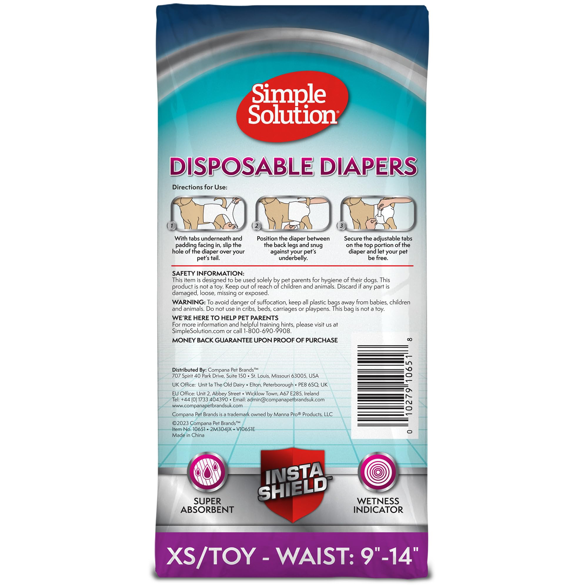 Simple Solution pack de 30 couches pour chien femelle, solution pratique et économique.