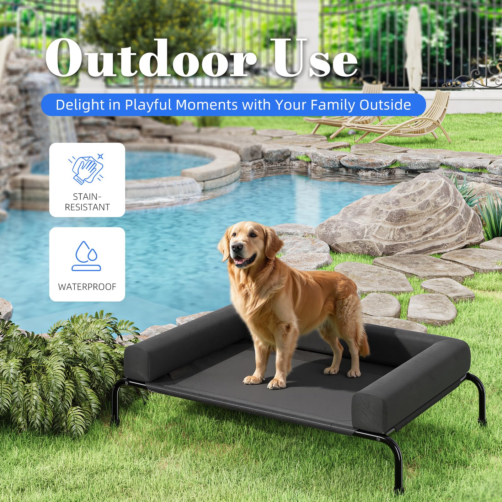 Idéal intérieur et extérieur Simple Trending – lit chien surélevé pour toutes les saisons.