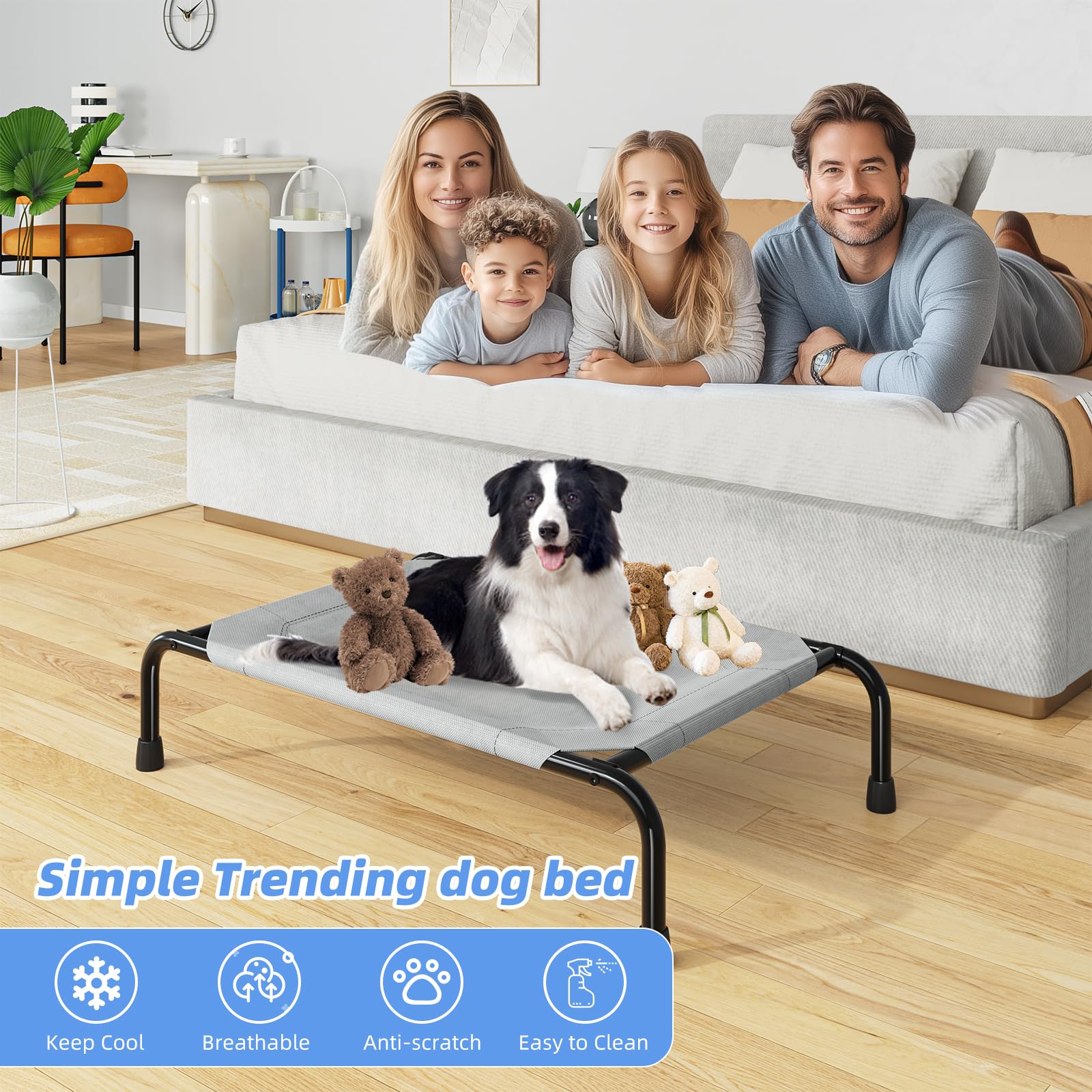 Pieds anti-glisse Simple Trending assurant stabilité lors de l’accès.