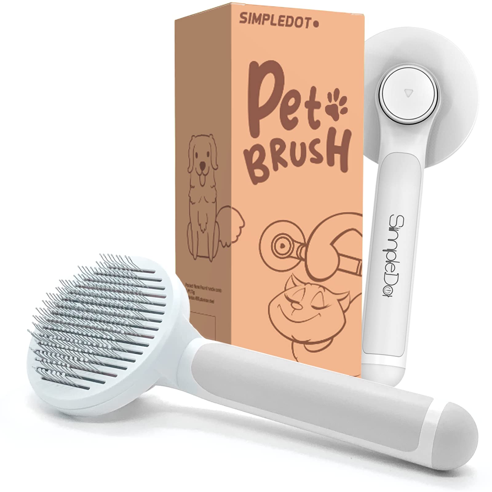 SimpleDot brosse slicker nettoyage automatique pour chiens et chats, facile à nettoyer après le brossage.
