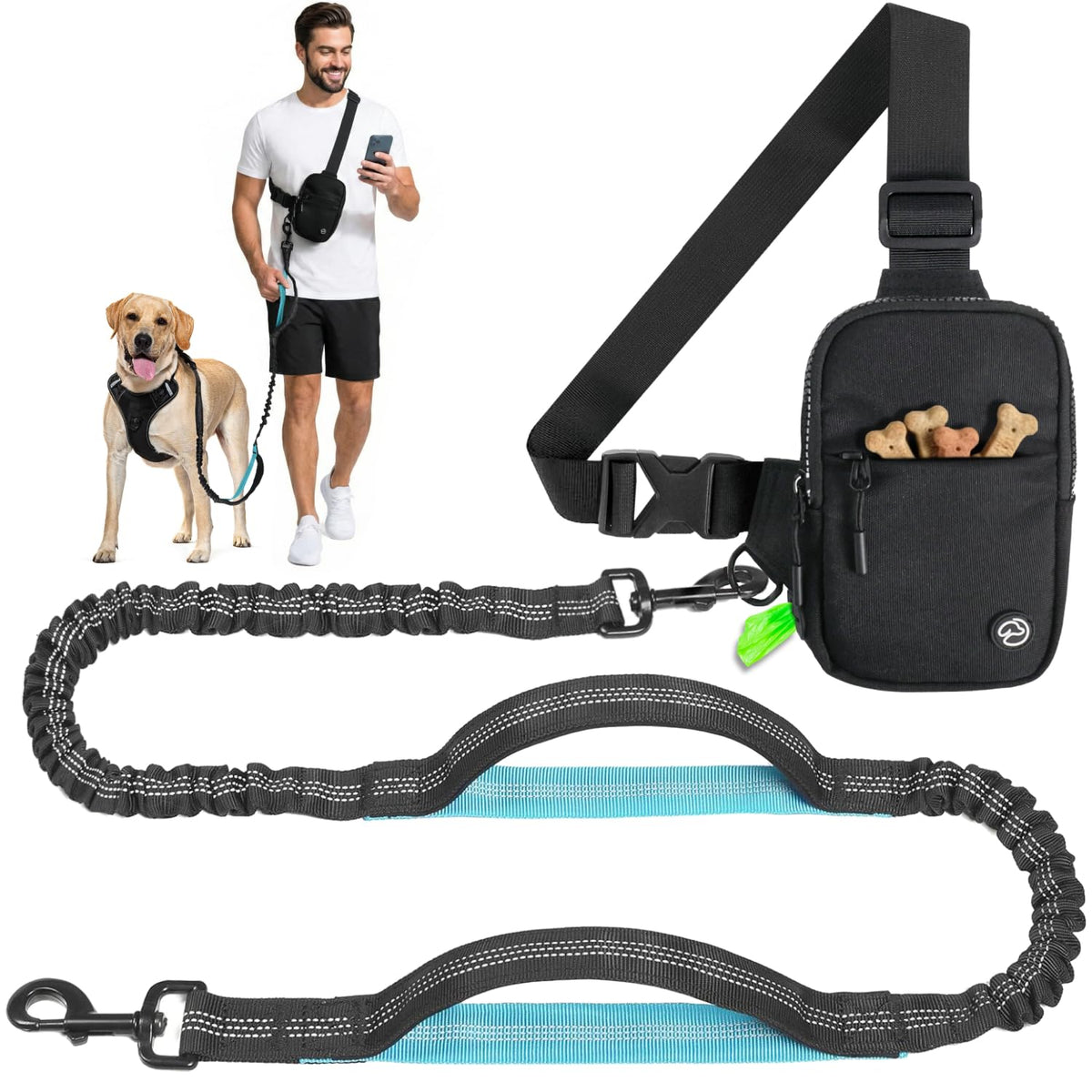 SimplePaws bandoulière mains-libres pour chien lors d'une promenade.