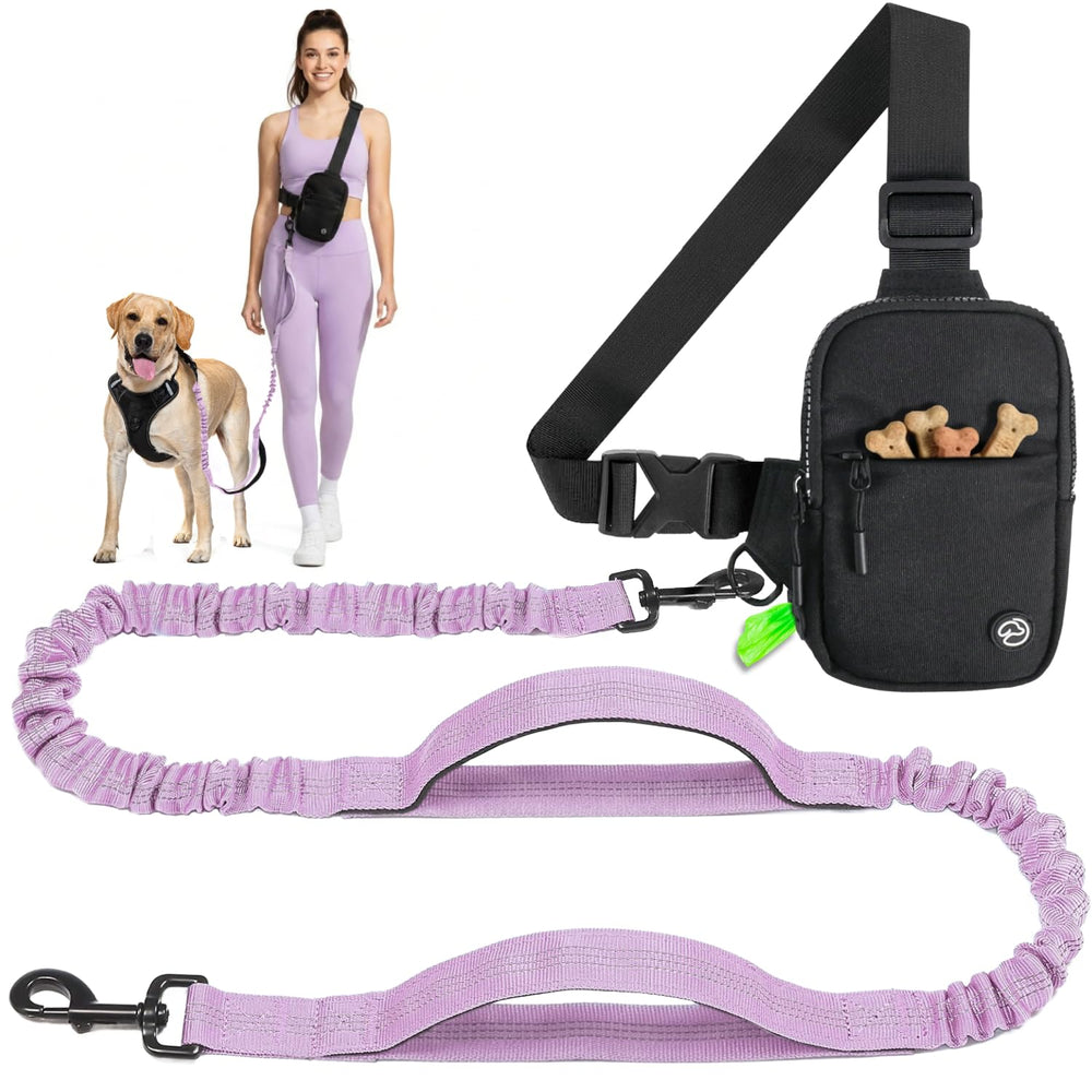 SimplePaws laisse bandoulière mains-libres avec distributeur de sacs pour sorties pratiques.