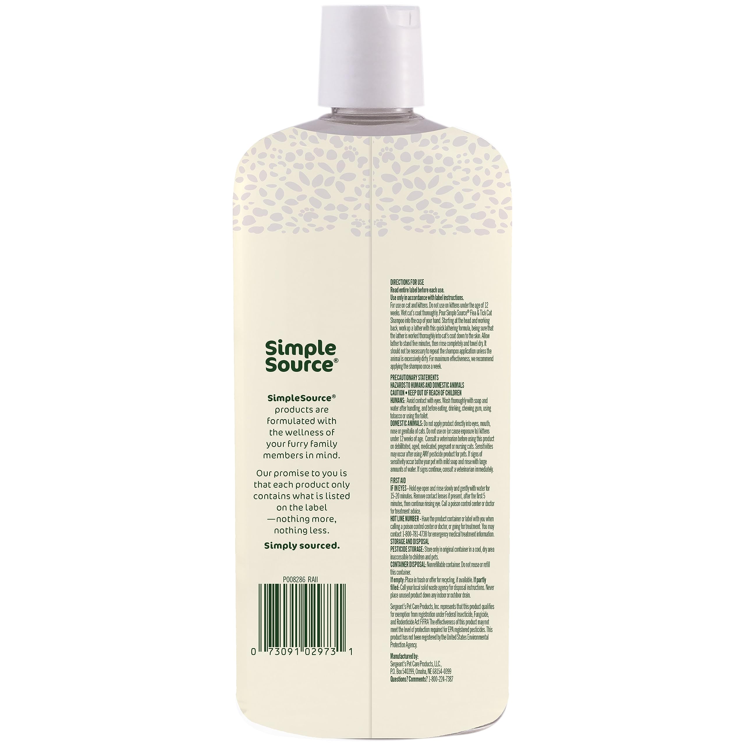 Shampoing SimpleSource chat, format 12oz prêt à l’emploi et sûr