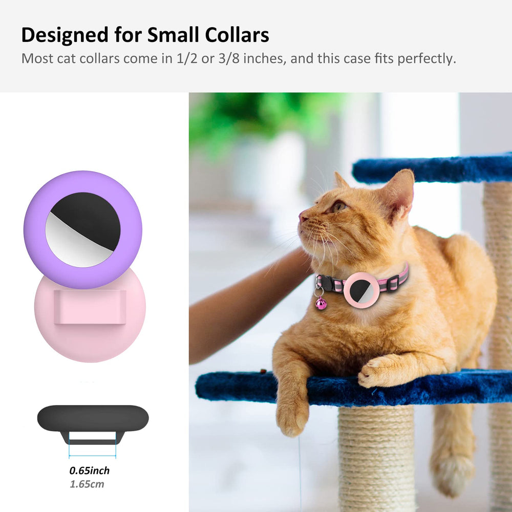 SimpleThings housse AirTag chat - violet, étanche et légère pour collier quotidien.