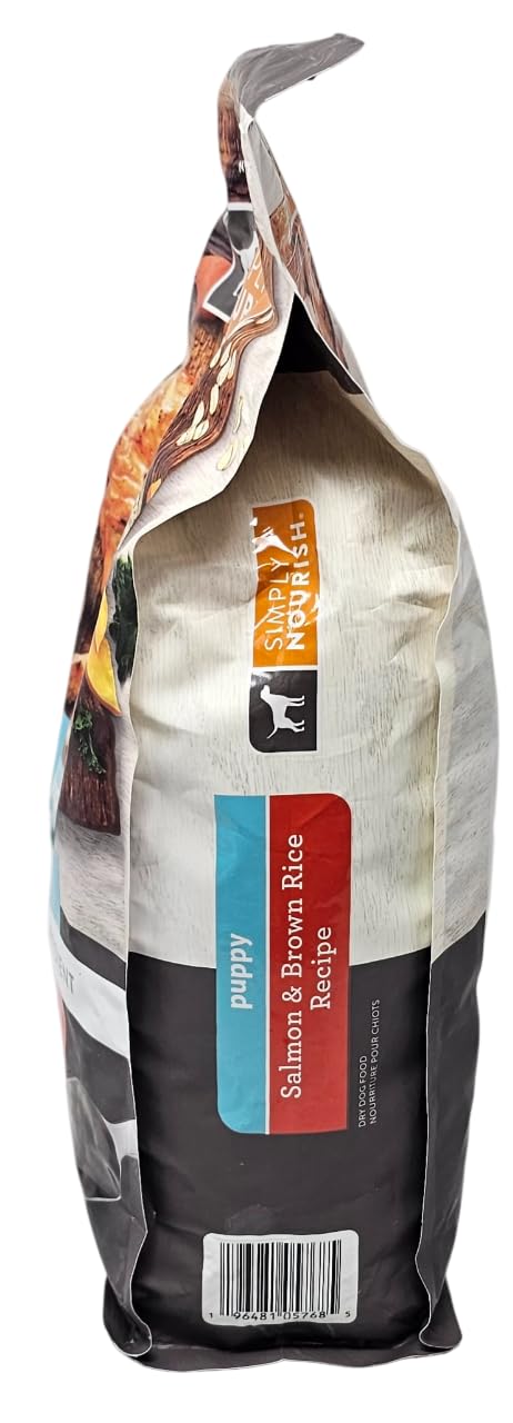 SIMPLY NOURISH croquettes chiot saumon riz brun, faciles a servir.