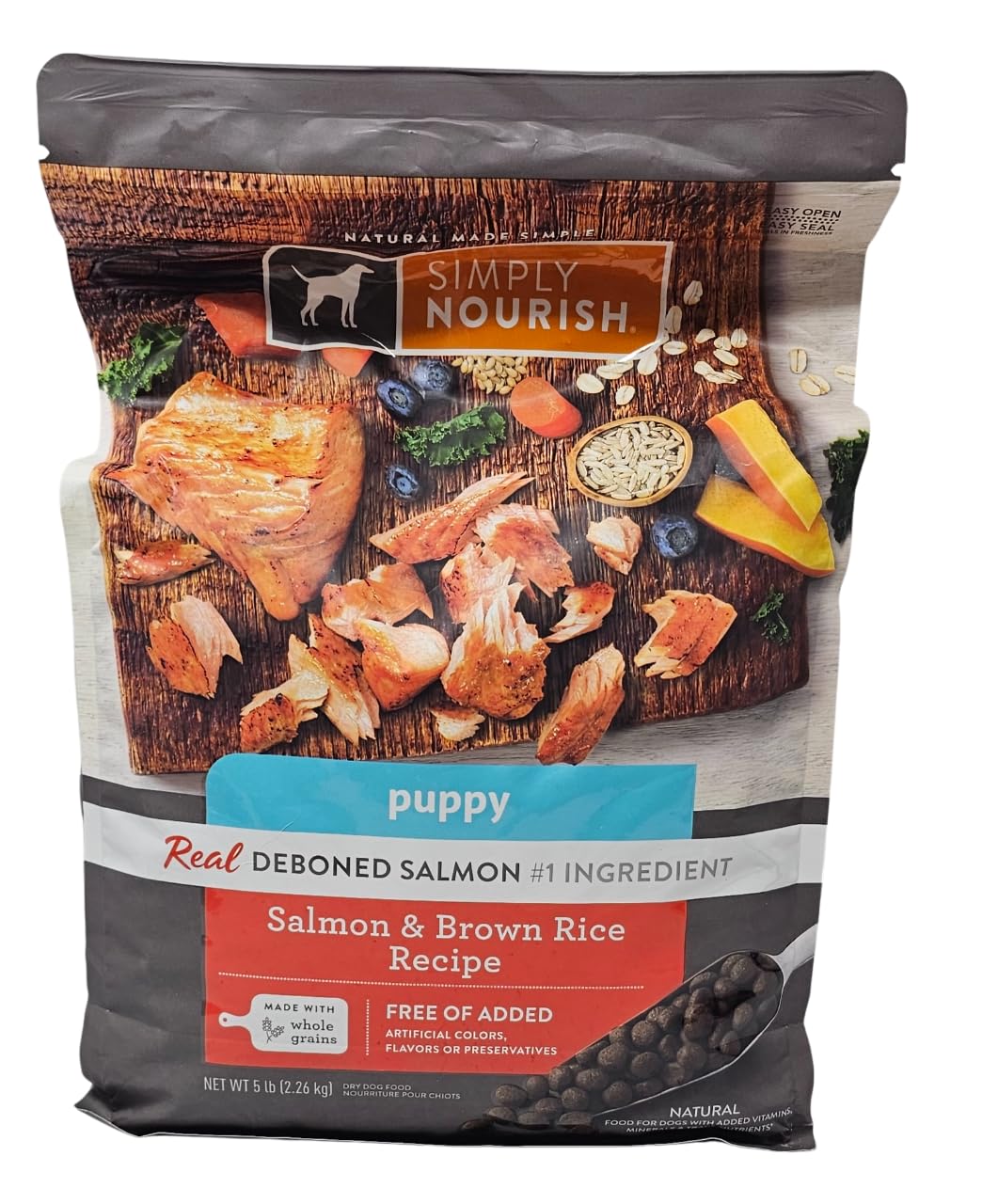 SIMPLY NOURISH emballage 5lb facile a manipuler et ranger.