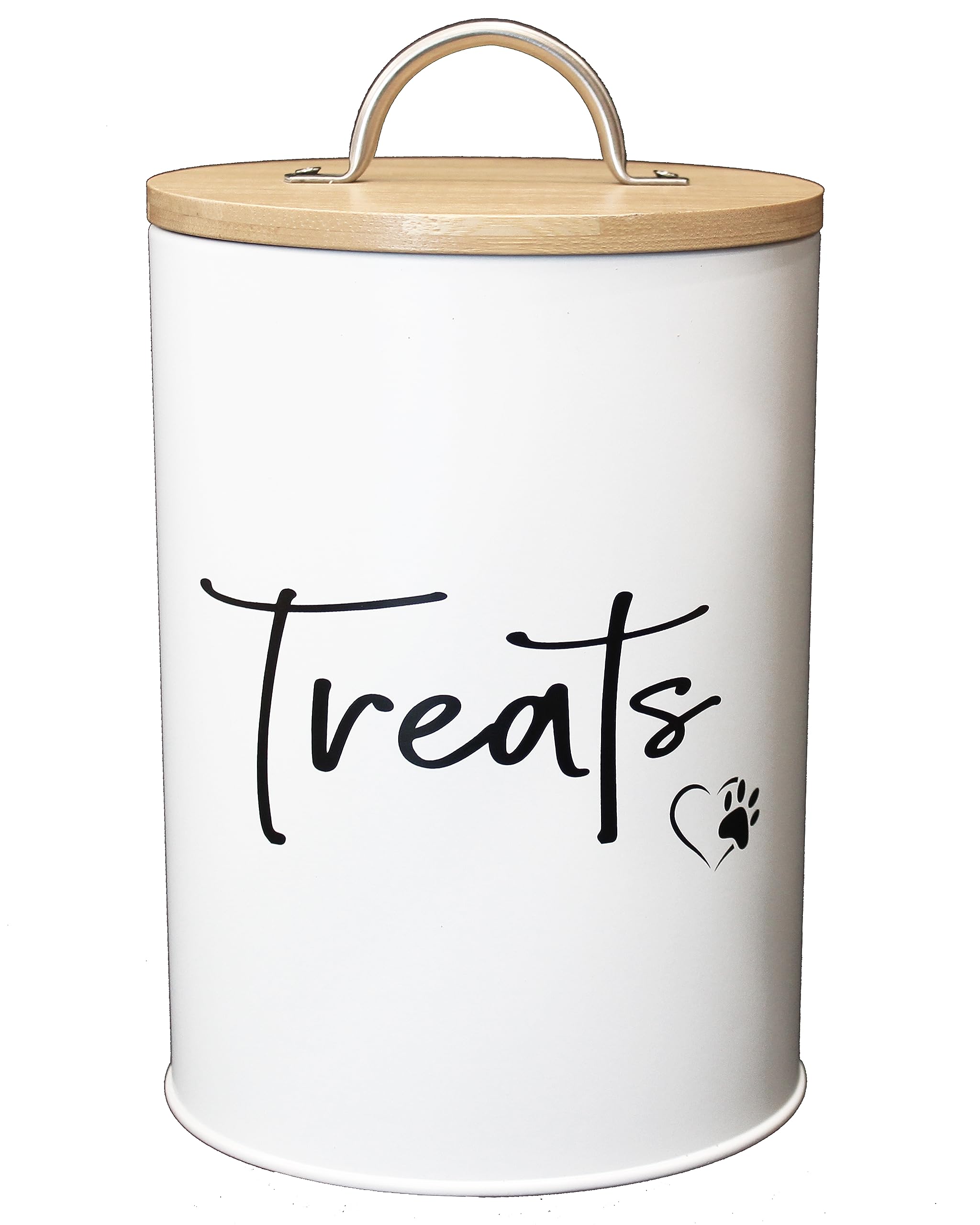 Conteneur Simply Unleashed pour friandises chien-chat avec couvercle bambou, rangement sûr et élégant.