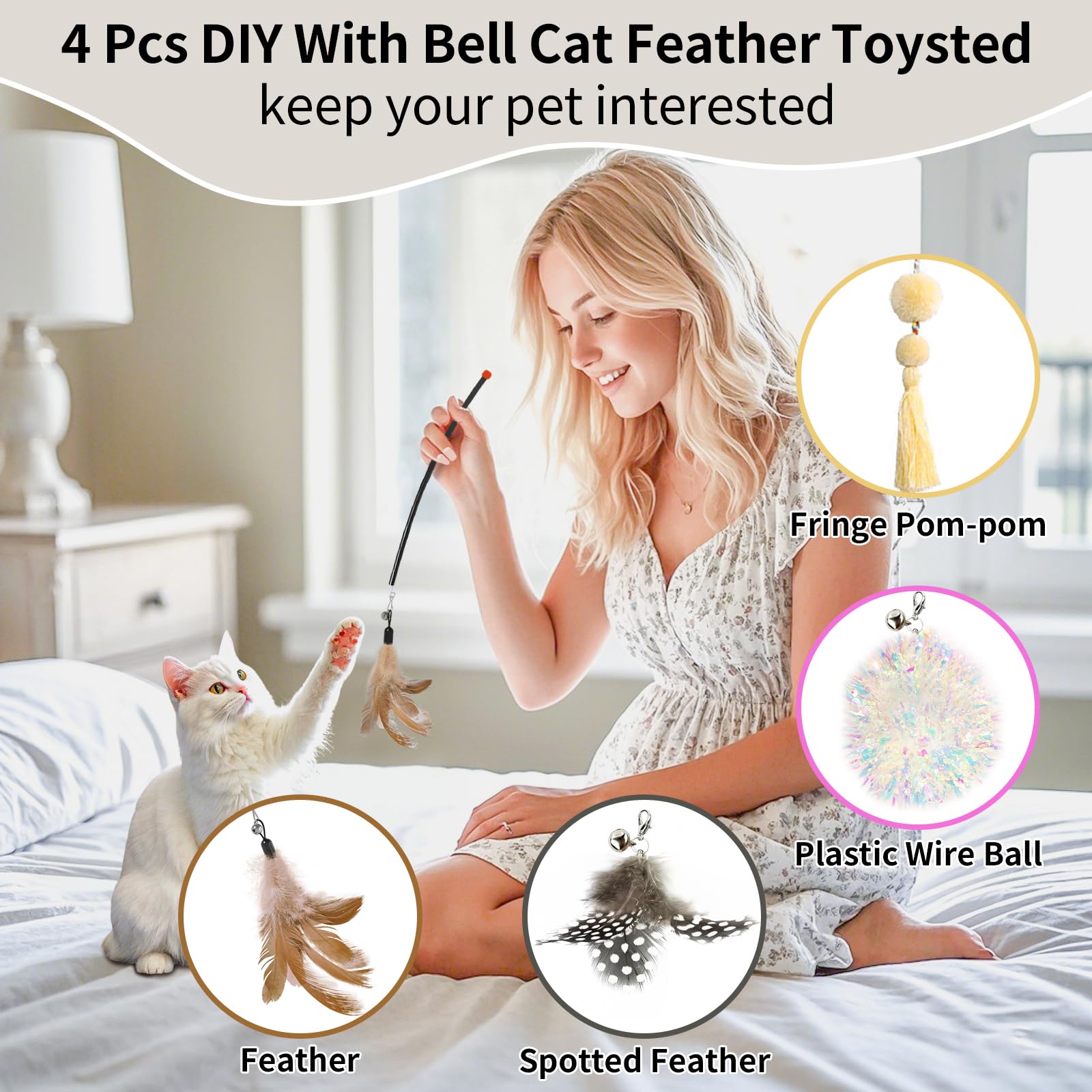 Simxihong plume chat accessoire pour stimulation sensorielle et distraction sûre.
