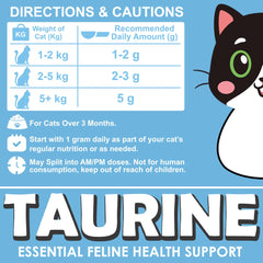 KittySupps Taurine en poudre, facile à mélanger dans repas humides ou secs.