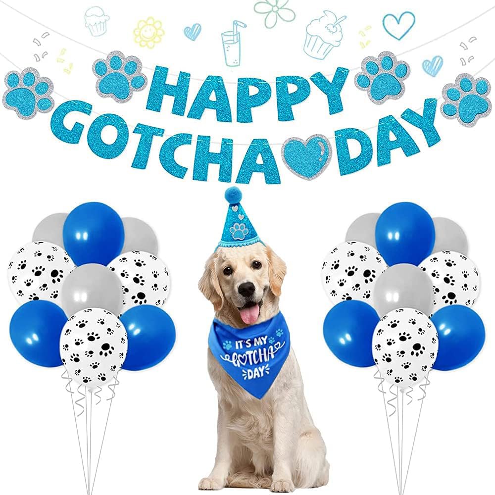 Bandana bleu SINFUN pour chien, accessoire festif et confortable pour l’anniversaire.