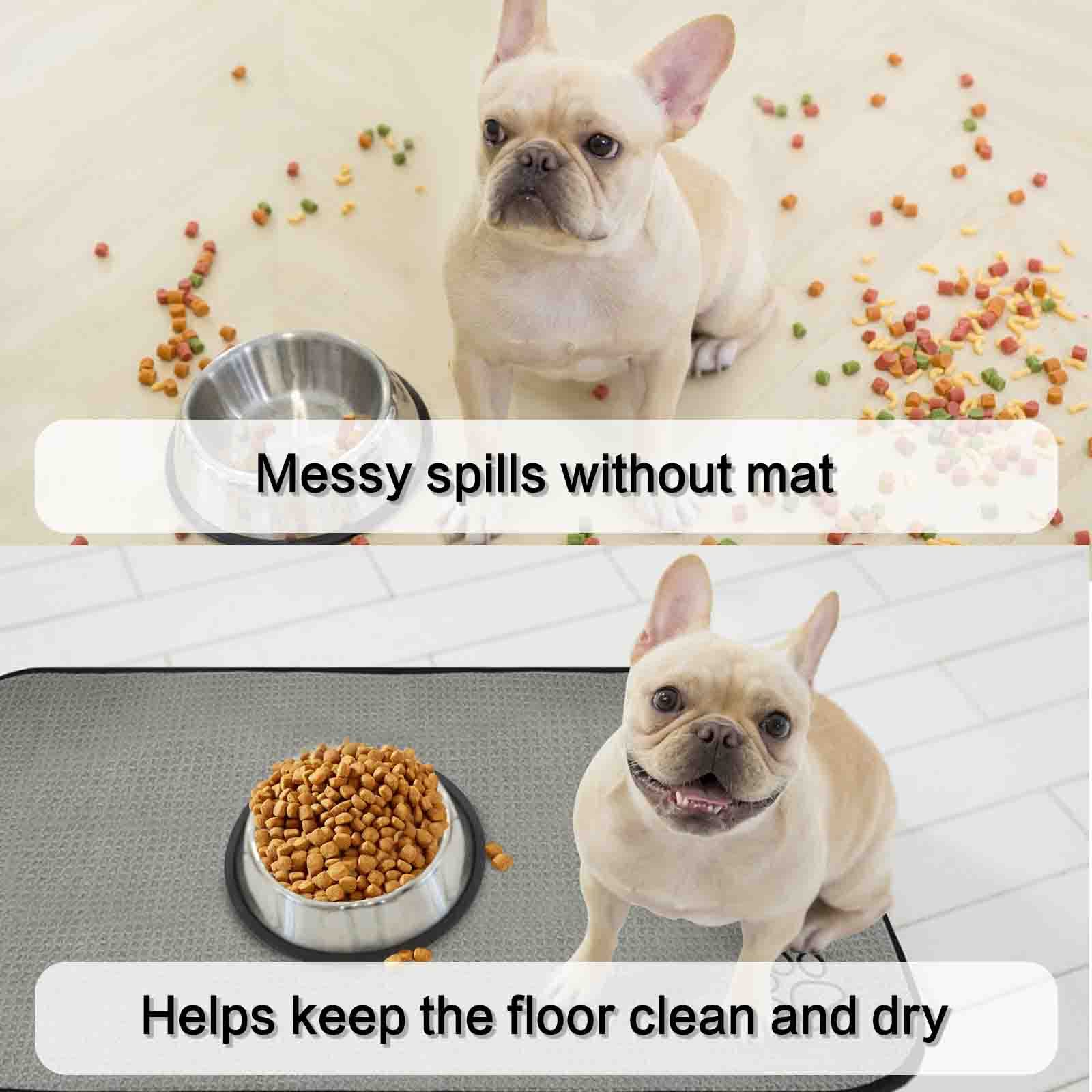 SINLAND tapis pour animaux bols diamètre 5-7 gris convient chien et chat