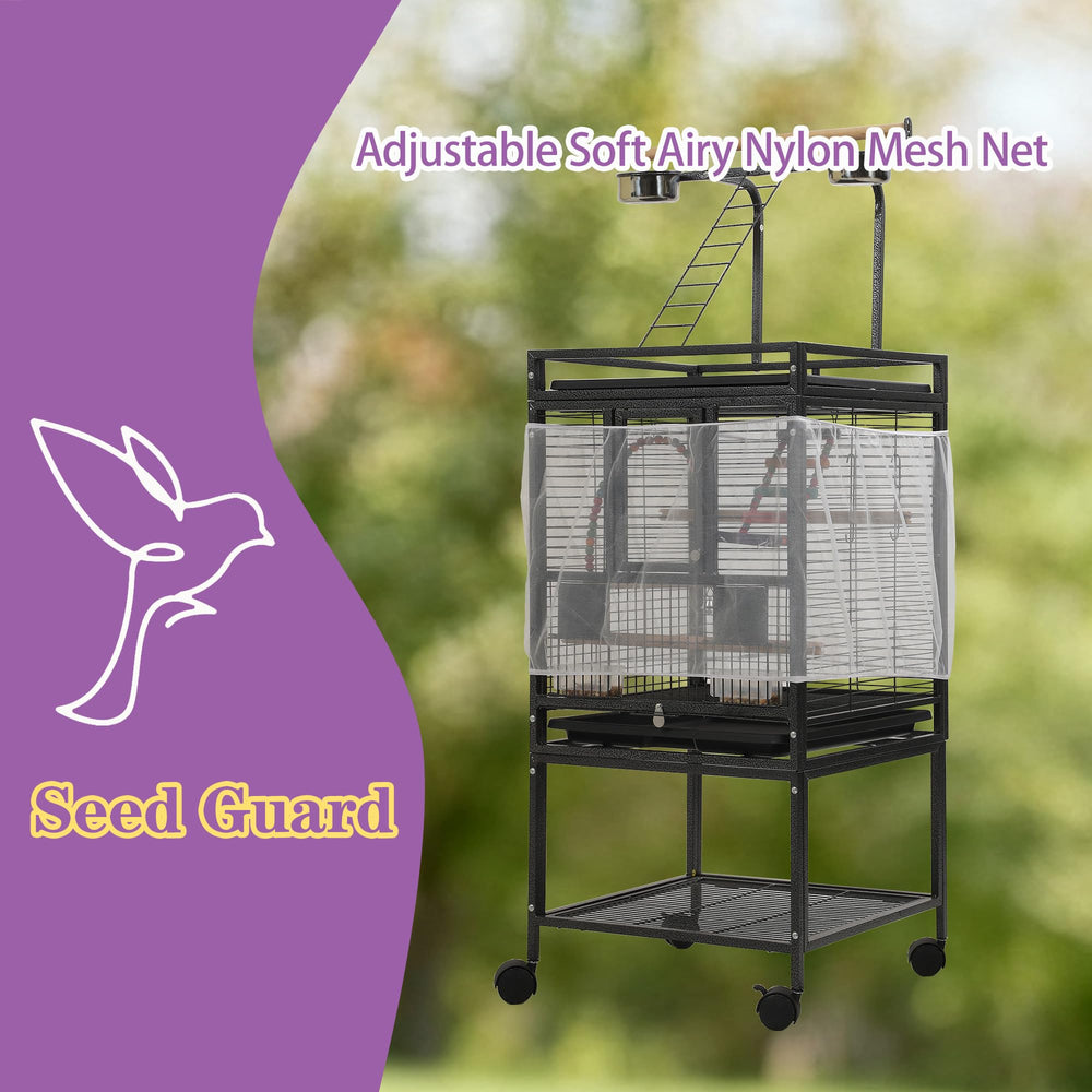 Plateau et rangement bas de la cage Sinopet pour organiser les accessoires.
