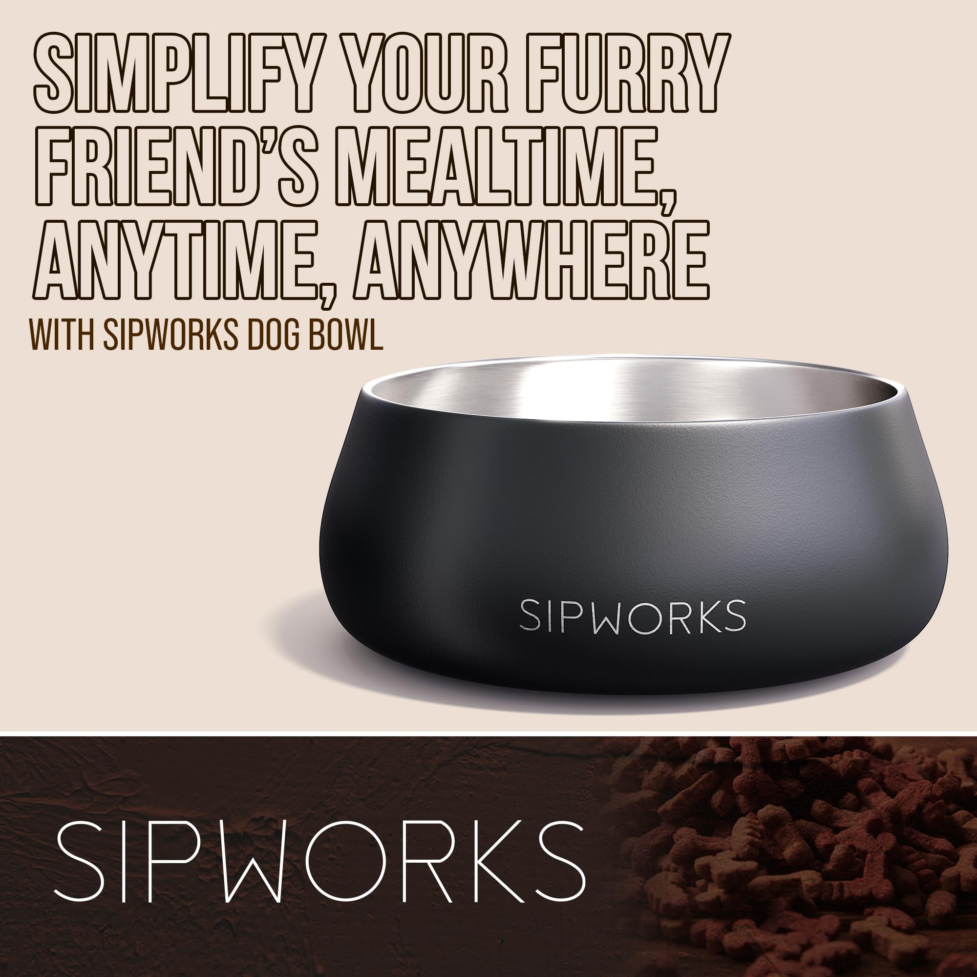 Bol Sipworks inox 32oz, compatible avec tous types de nourriture.