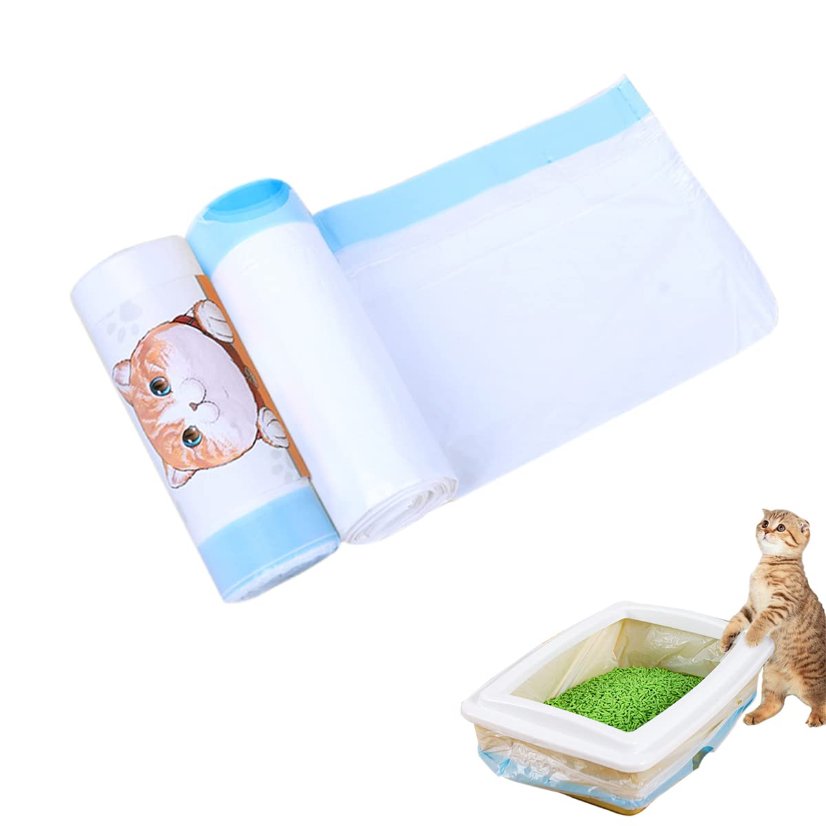 SIRAHOSI pack de 20 sacs-litiere-chat avec lien, pratique et propre