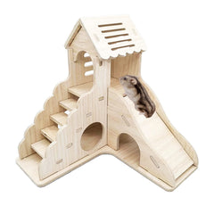 Sirvarni Hamster Hideout: maison-bois, espace repos et explorations sûrs.