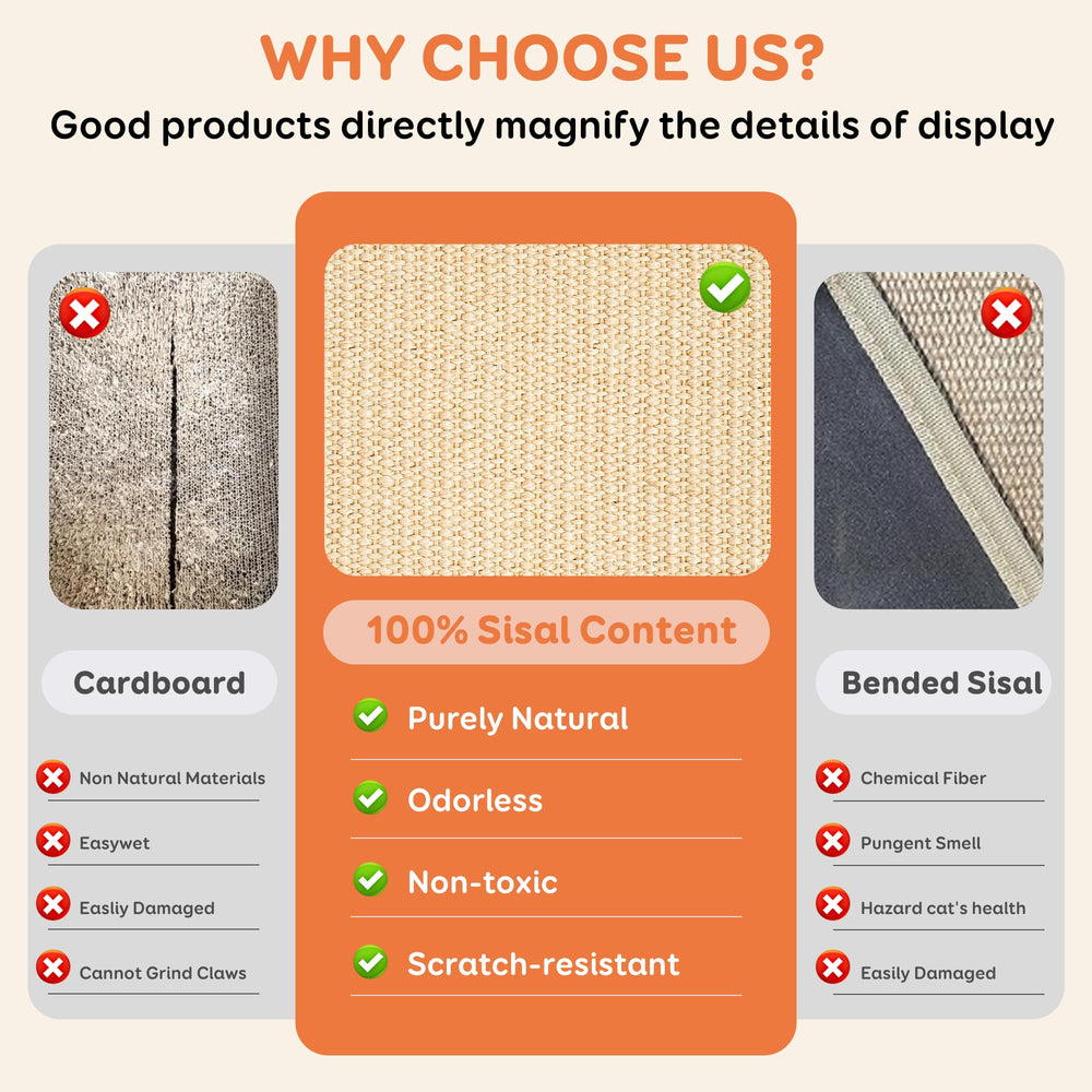 Structure en bois robuste et sisal durable, protection des meubles.