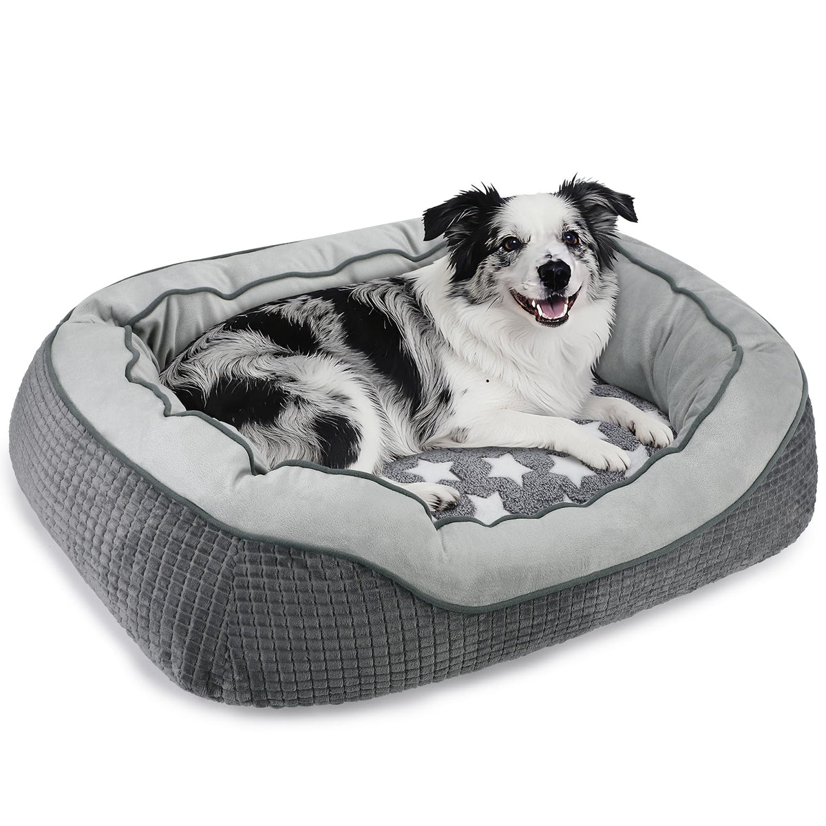 Lit SIWA MARY gris flanelle extérieur offre un confort durable pour chien.