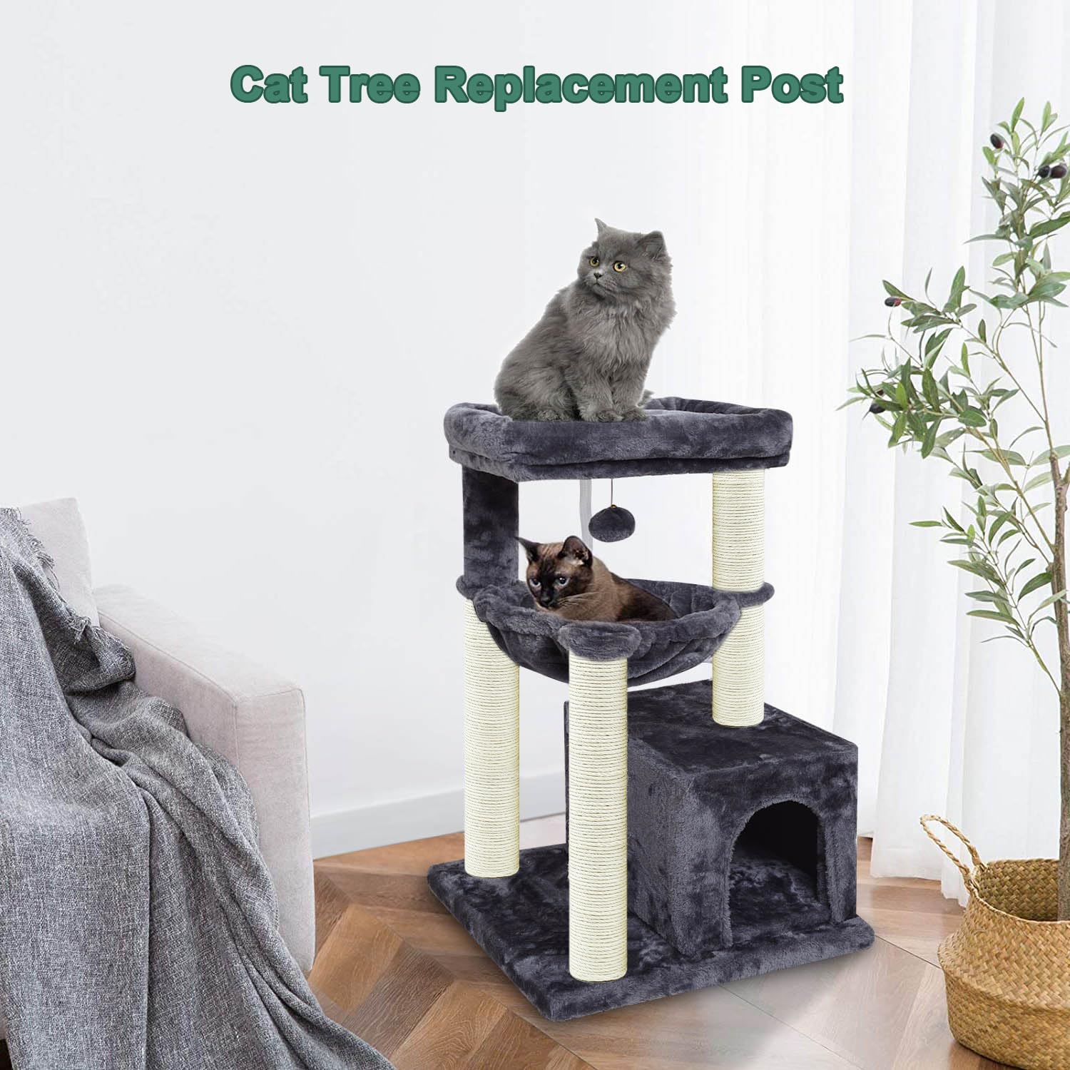 Siyipur poteau remplacement 40 cm, adapté à la plupart des arbres à chat.