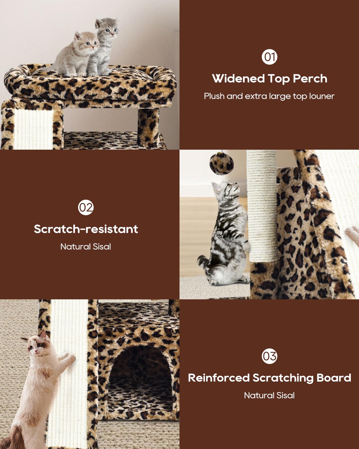 SIYIPURR arbre chat imprimé zèbre cabane privée pour sieste et jeu