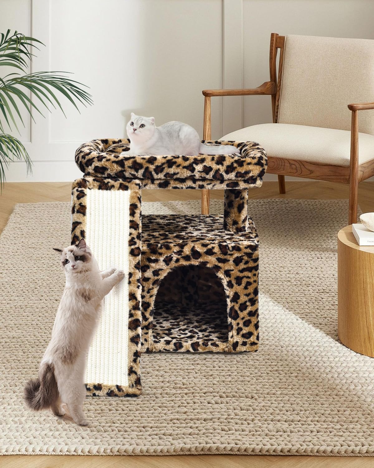 SIYIPURR arbre chat imprimé zèbre plaque griffure angulee pour stimuler les griffes