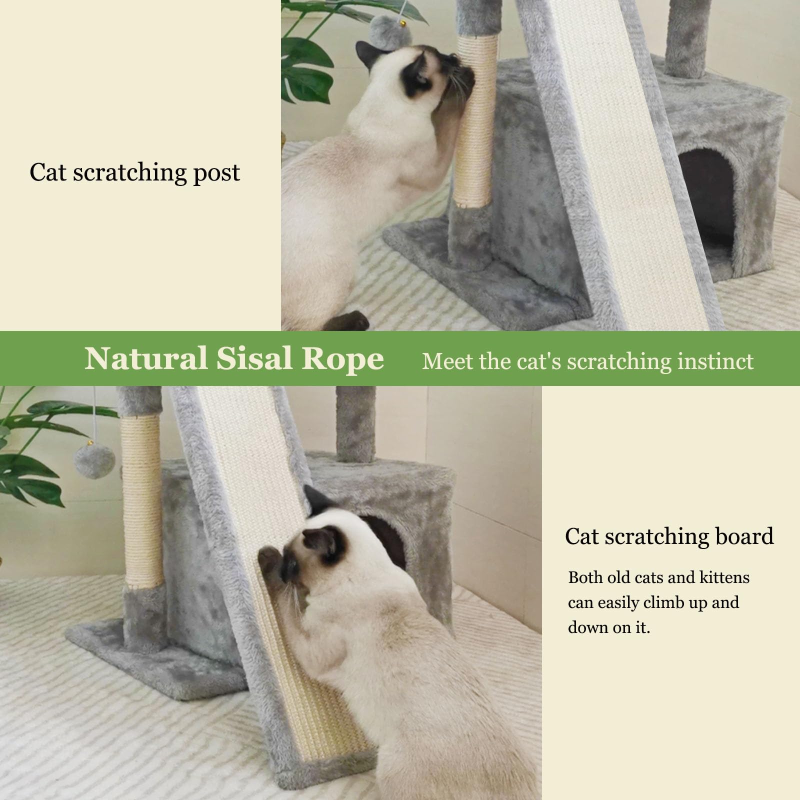 SIYIPURR griffoir durable en sisal naturel, stimulation des griffes.