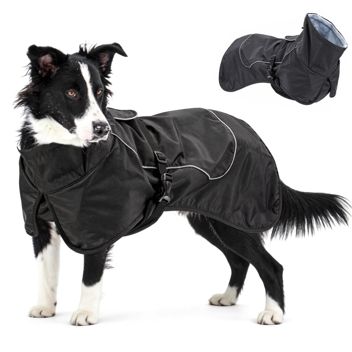 Manteau impermeable skmeditec pour chien, protection du dos contre pluie et boue.