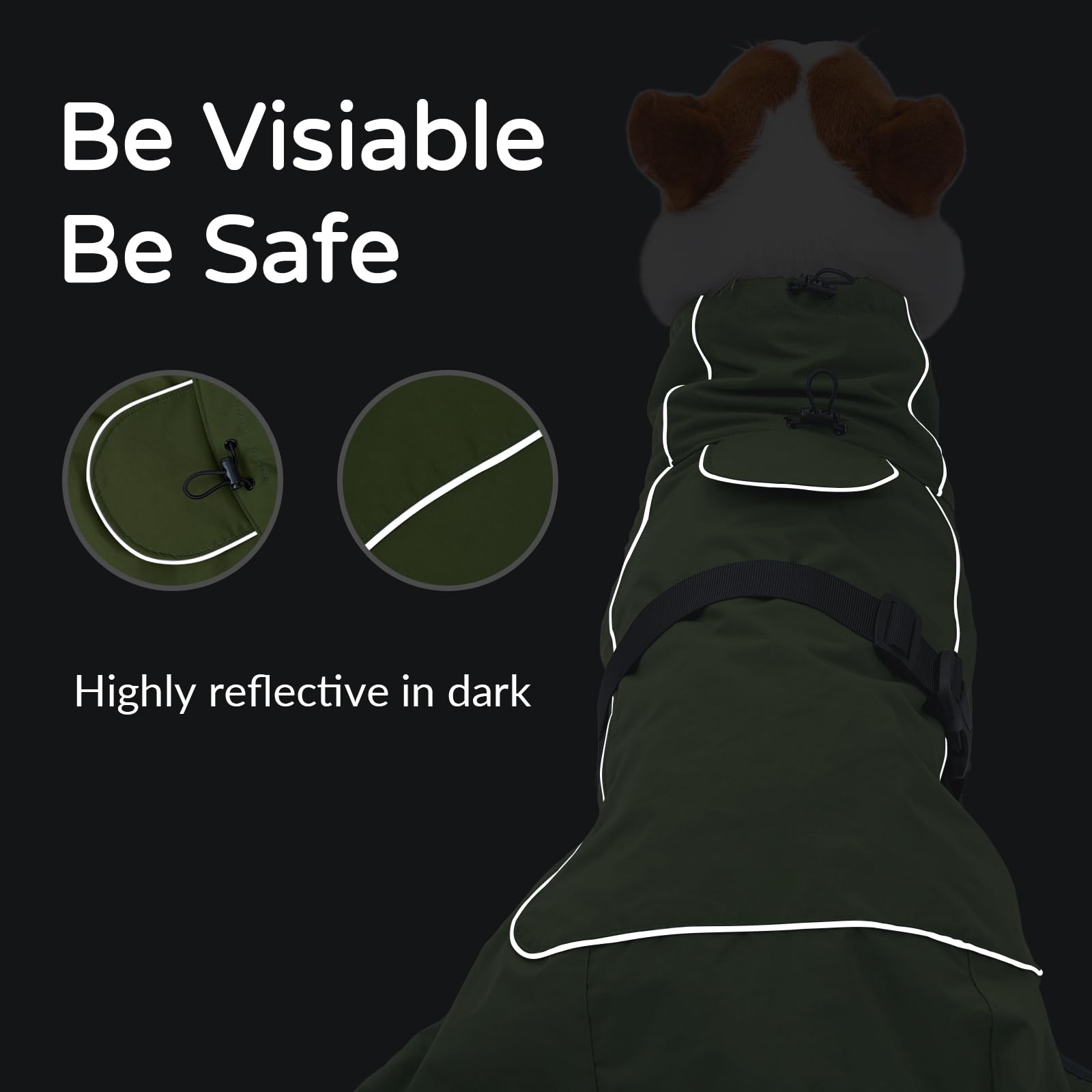 Manteau skmeditec XXL porté sur un grand chien vert pour confort et ajustement.