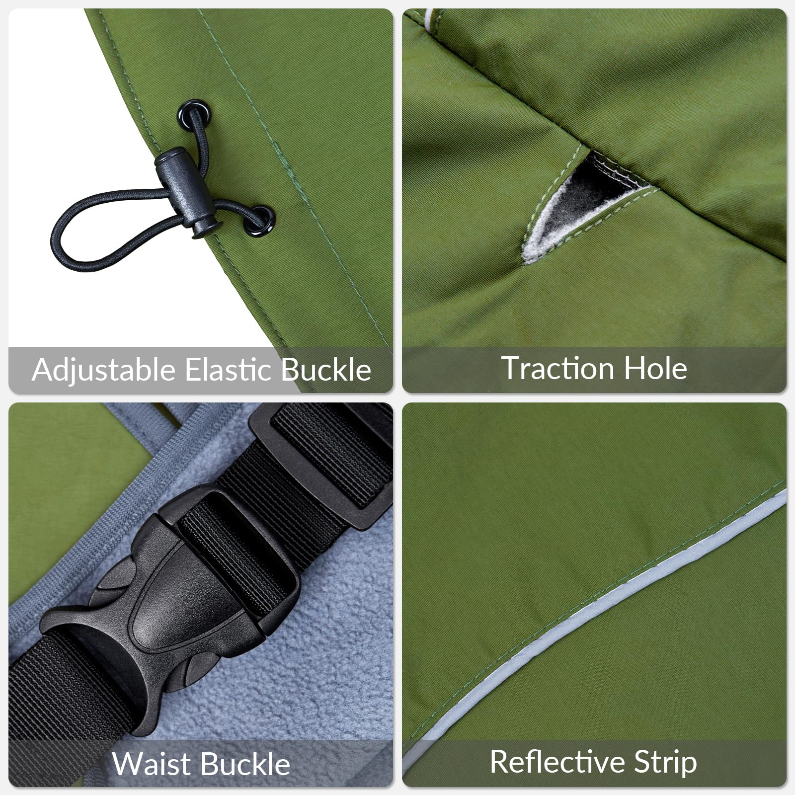 Skmeditec manteau-pluie-chien-vert-bandes-reflectives améliore la visibilité nocturne