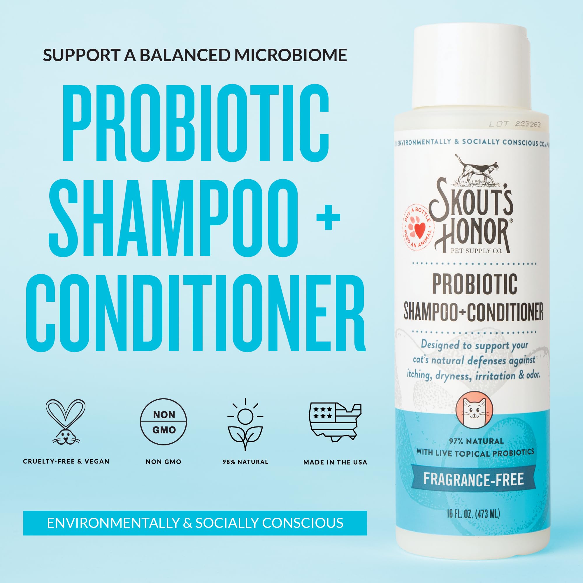 Après-shampoing Skout's Honor Chat, pelage soyeux et démêlé.