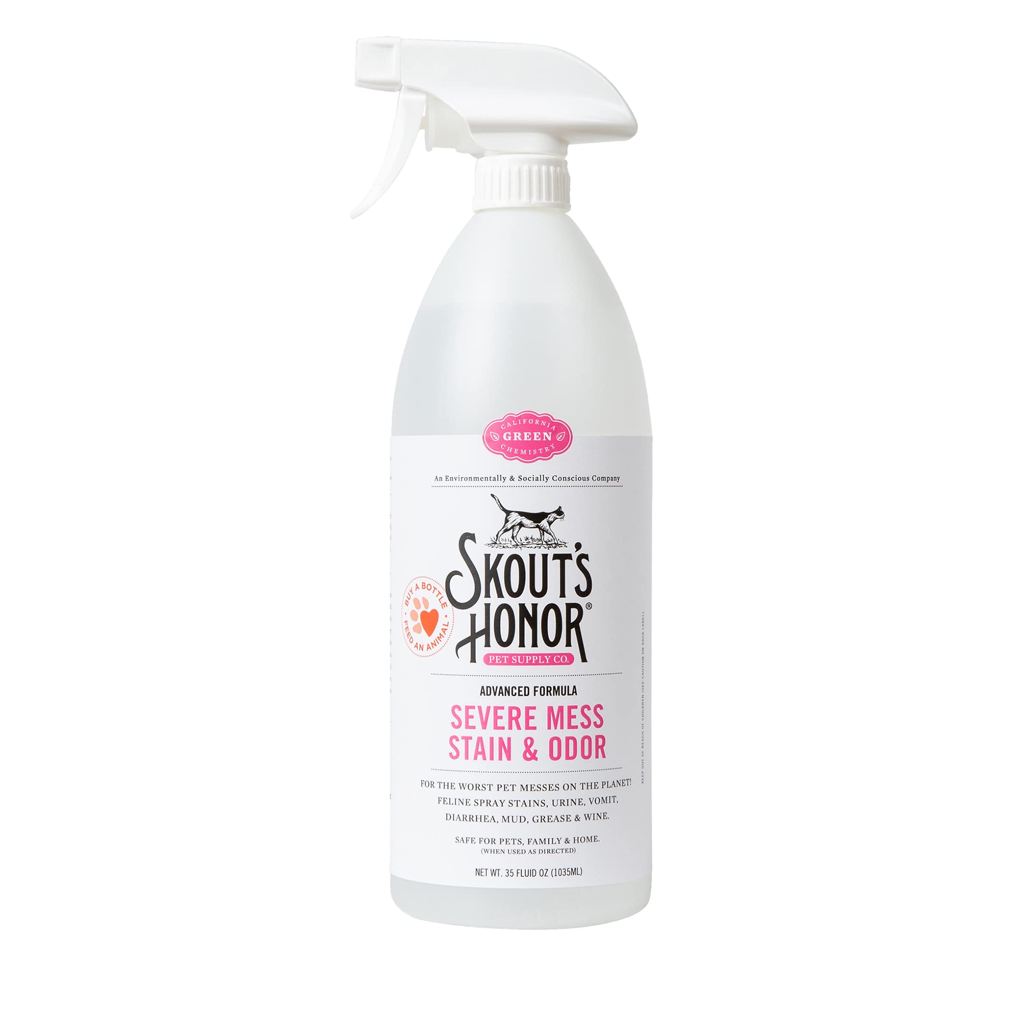 Skout's Honor – bouteille nettoyant taches chat, efficacité sur les taches rebelles.