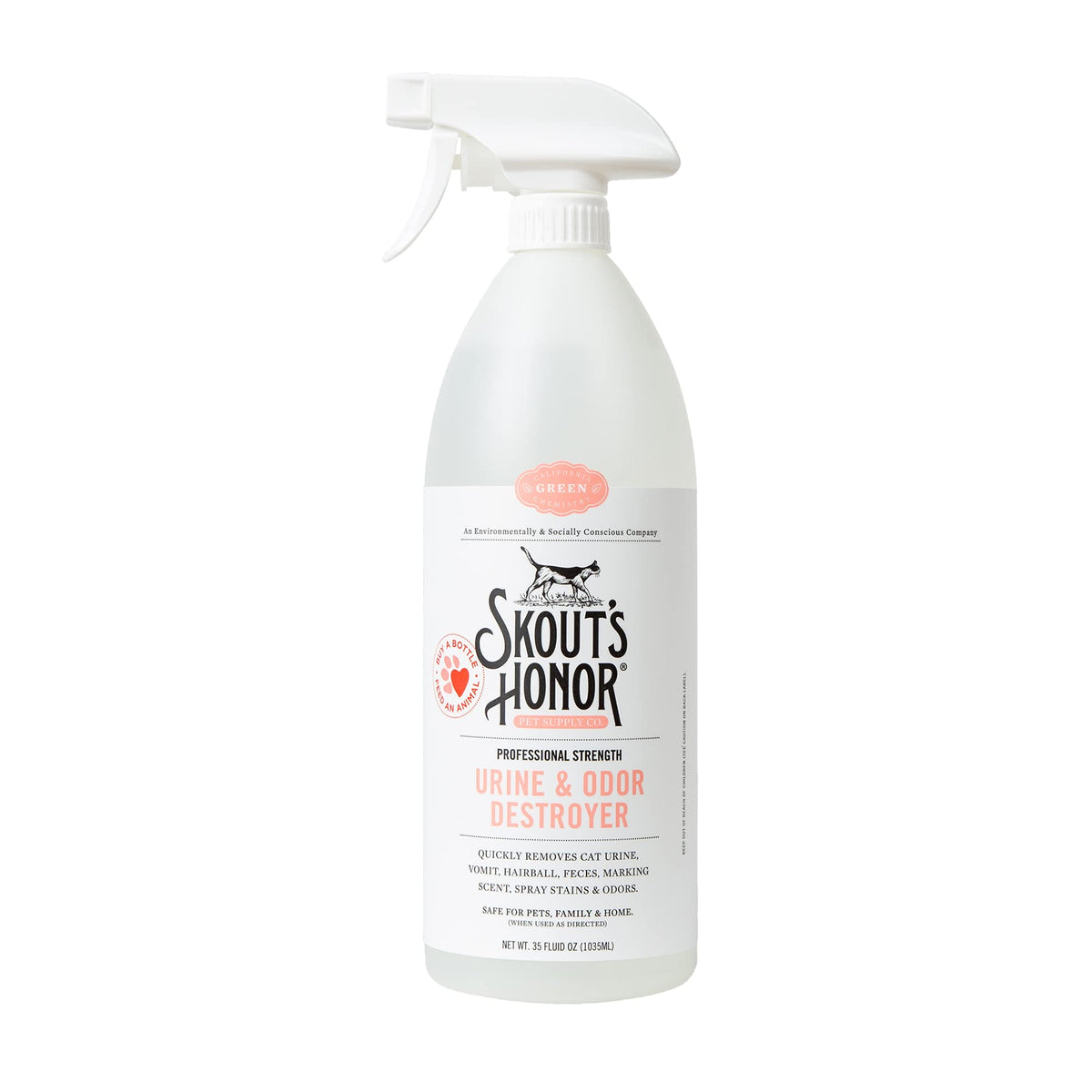 Skout's Honor détachant urine pour chats, bouteille prête à nettoyer taches sur moquette.
