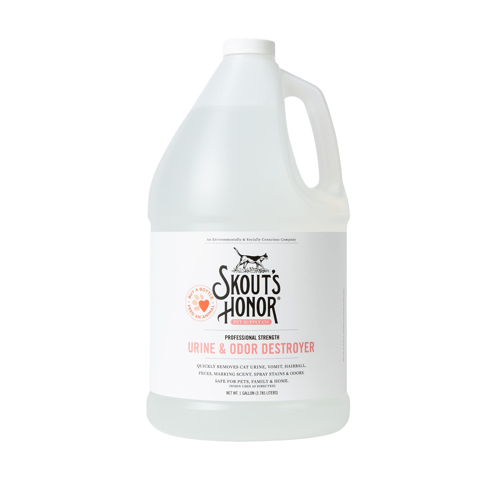Skout's Honor: bouteille 128oz prête à éliminer l'urine de chat sur tapis.