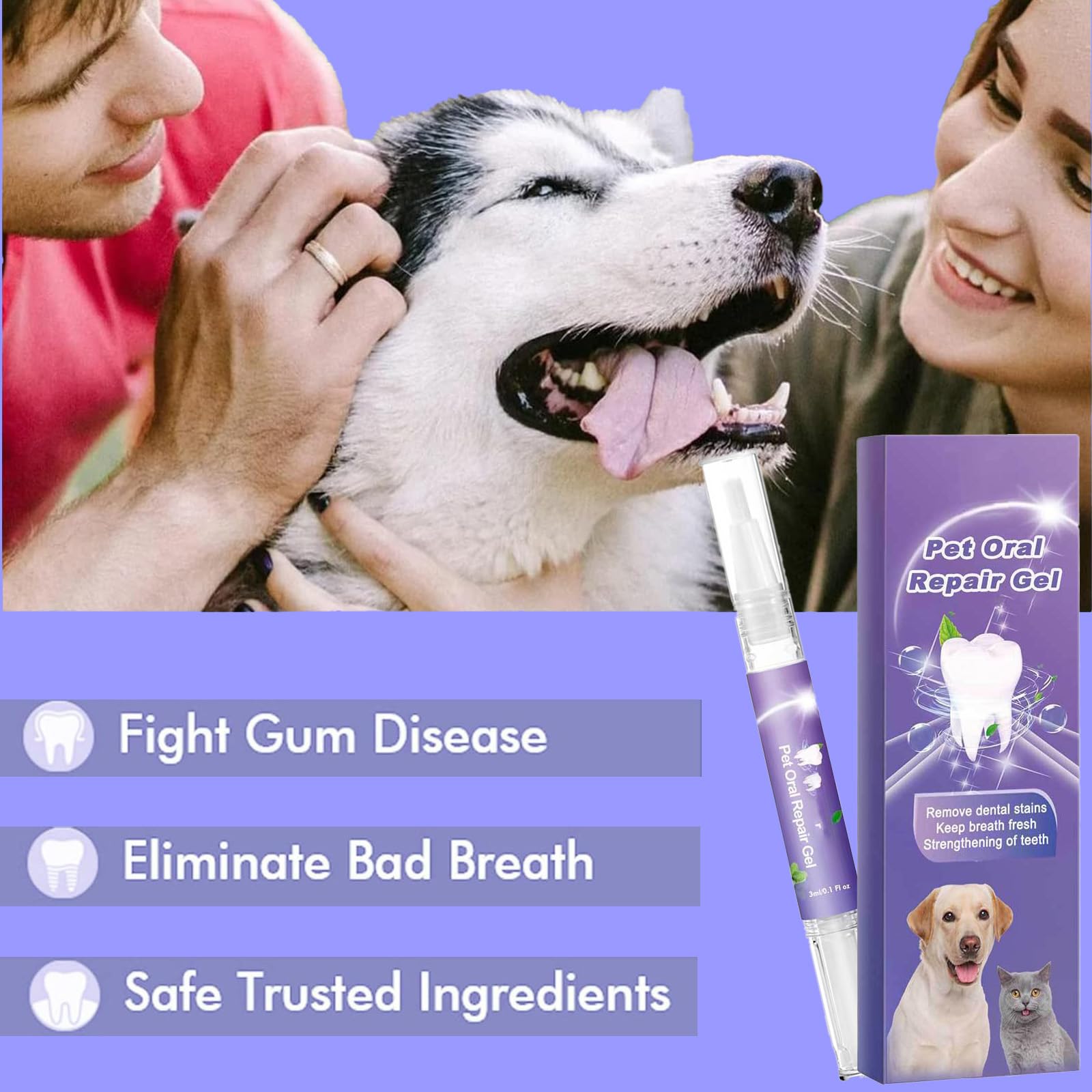 Application sur les dents avec le gel SKROSS, pour chiens et chats.