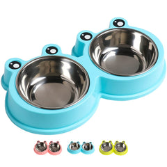 Bol double Skrtuan en inox pour nourriture et eau, facile à nettoyer.