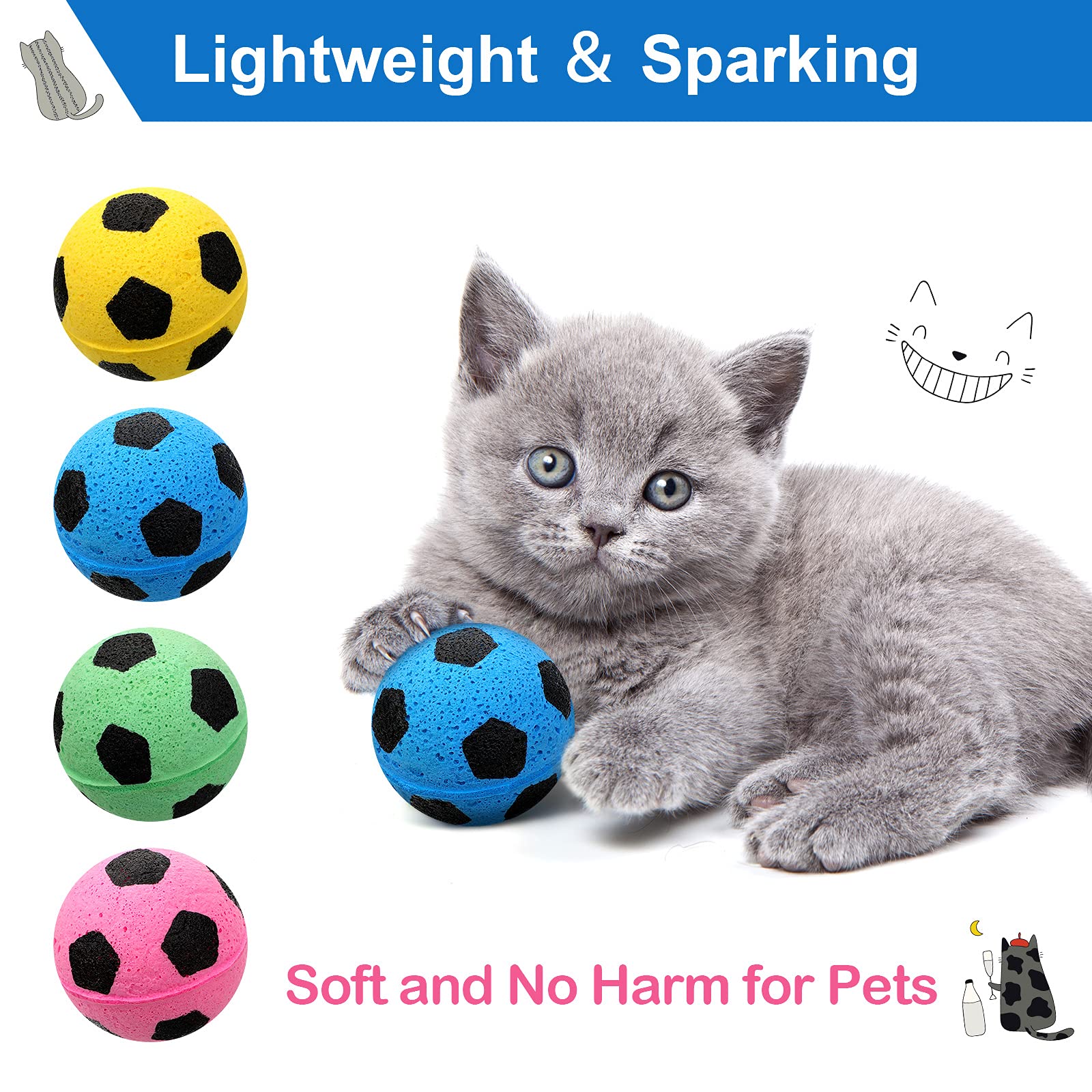 Skylety balle-chat bleu en mousse, rebondit sur les sols.