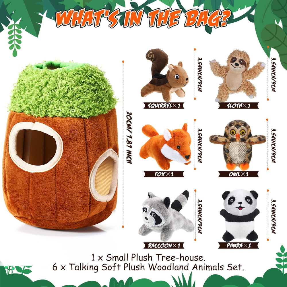 Skylety peluche animale bois-1, jouet interactif pour stimulation sensorielle.