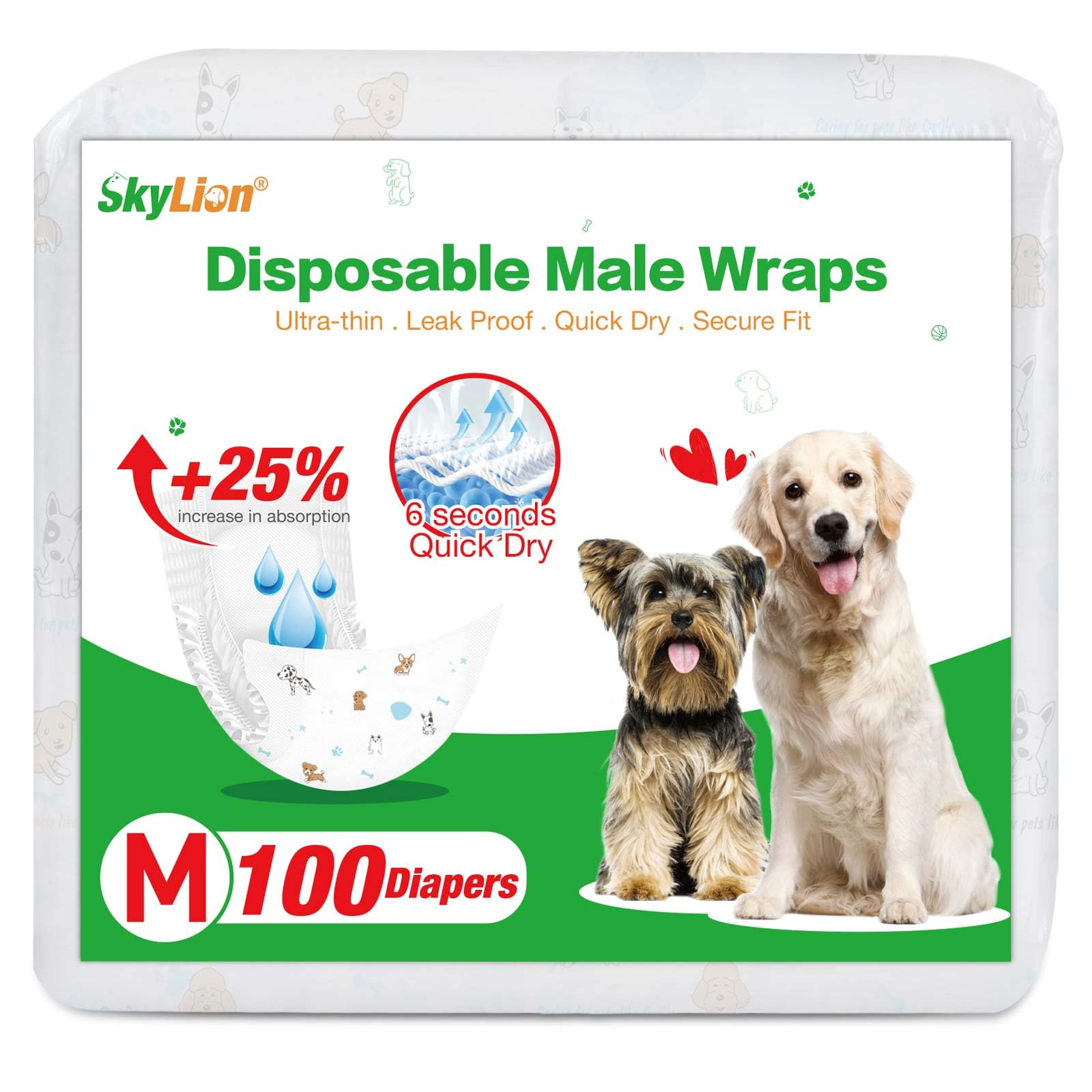 SkyLion couches-chien-male-jetables-super-absorbantes: protection nocturne fiable contre les fuites