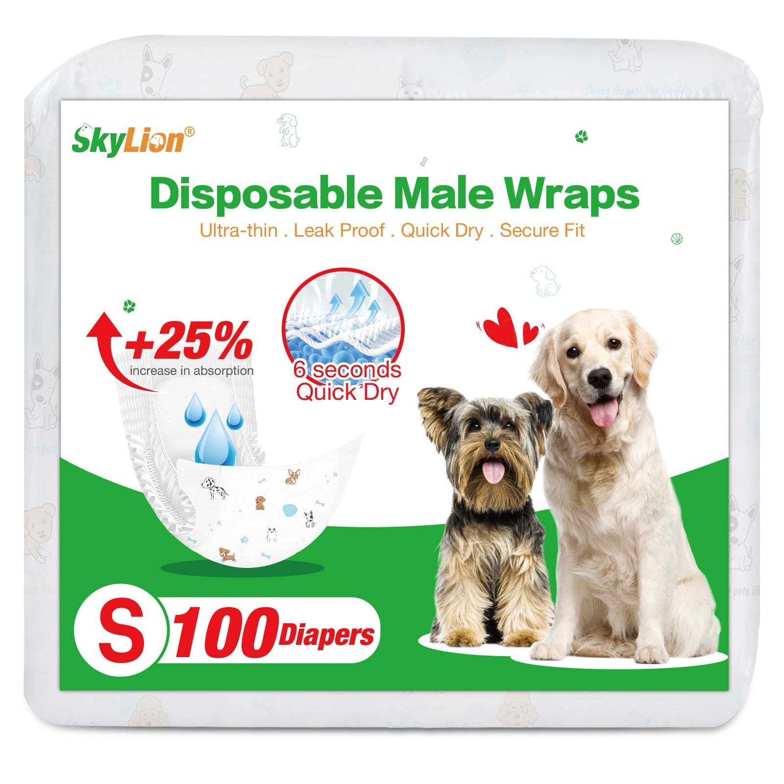 SkyLion couches mâles pour chiens – absorption nocturne pour une protection sans fuite pendant la nuit.