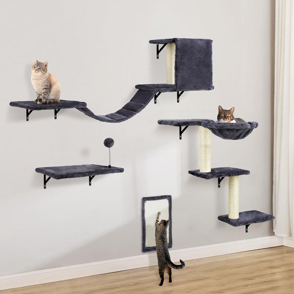 SLFYFC étagères murales pour chat avec perches, favorisant l'exercice vertical et le jeu.