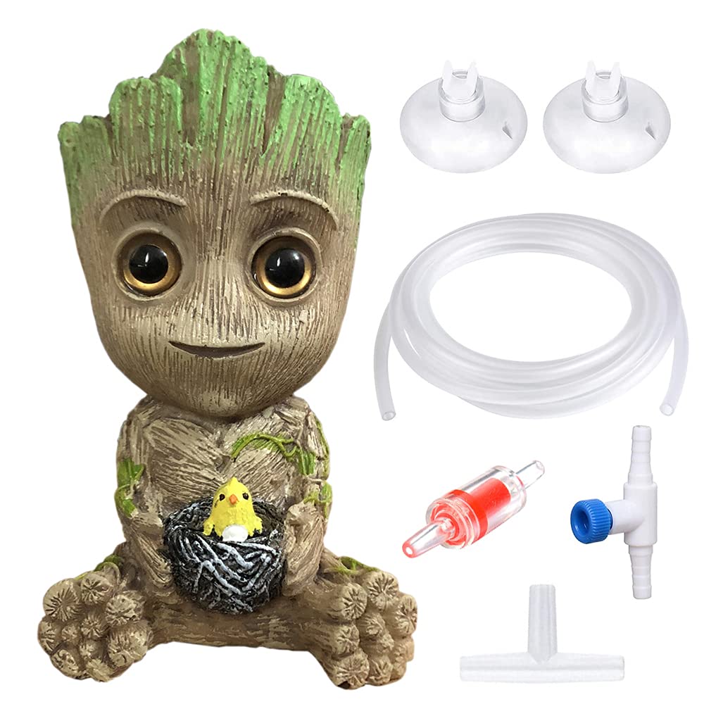 SLOCME Groot Bubbler, décoration en résine créant des bulles dans l'aquarium.