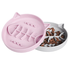 Slowpaw mangeoire-chat en silicone gris-rose, capacité d'une tasse.
