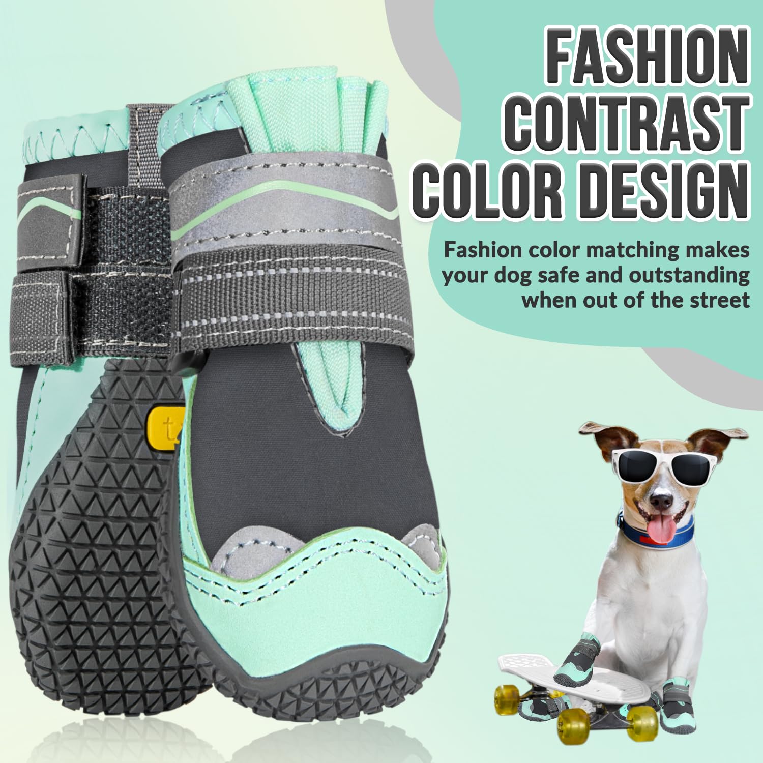 SlowTon bottes pour chien vert gros plan tissu imperméable et protection
