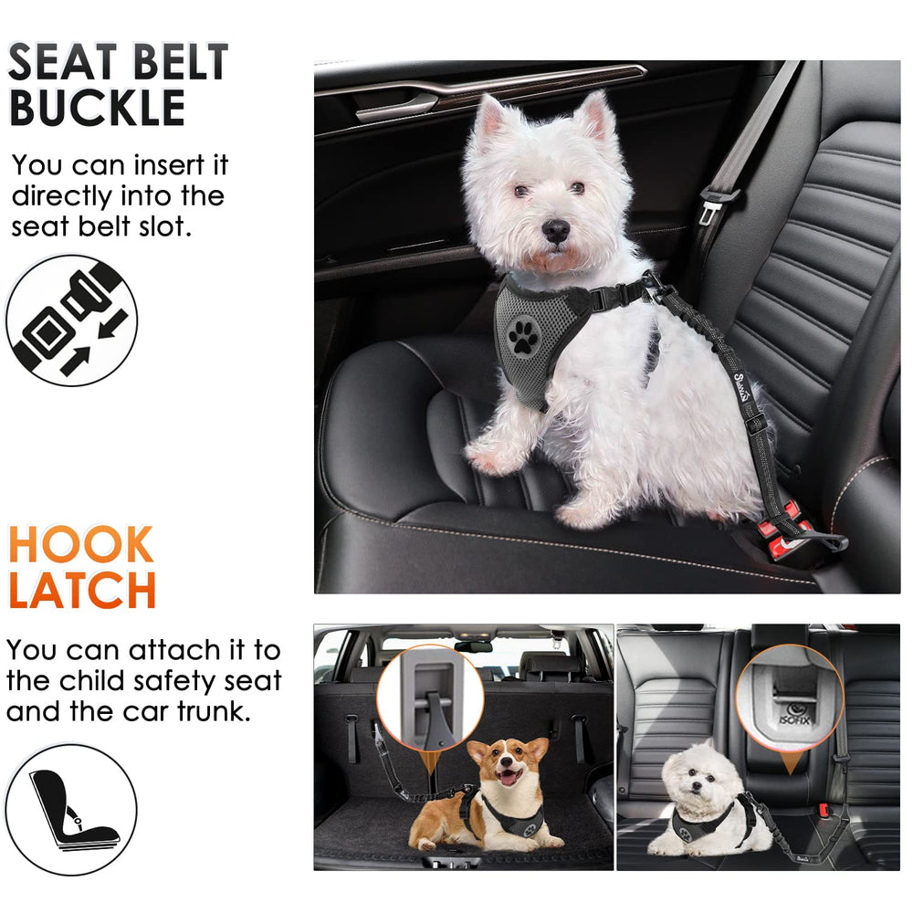 SlowTon ceinture-securite-chien-voiture-elastique: amortisseur intégré pour plus de confort.