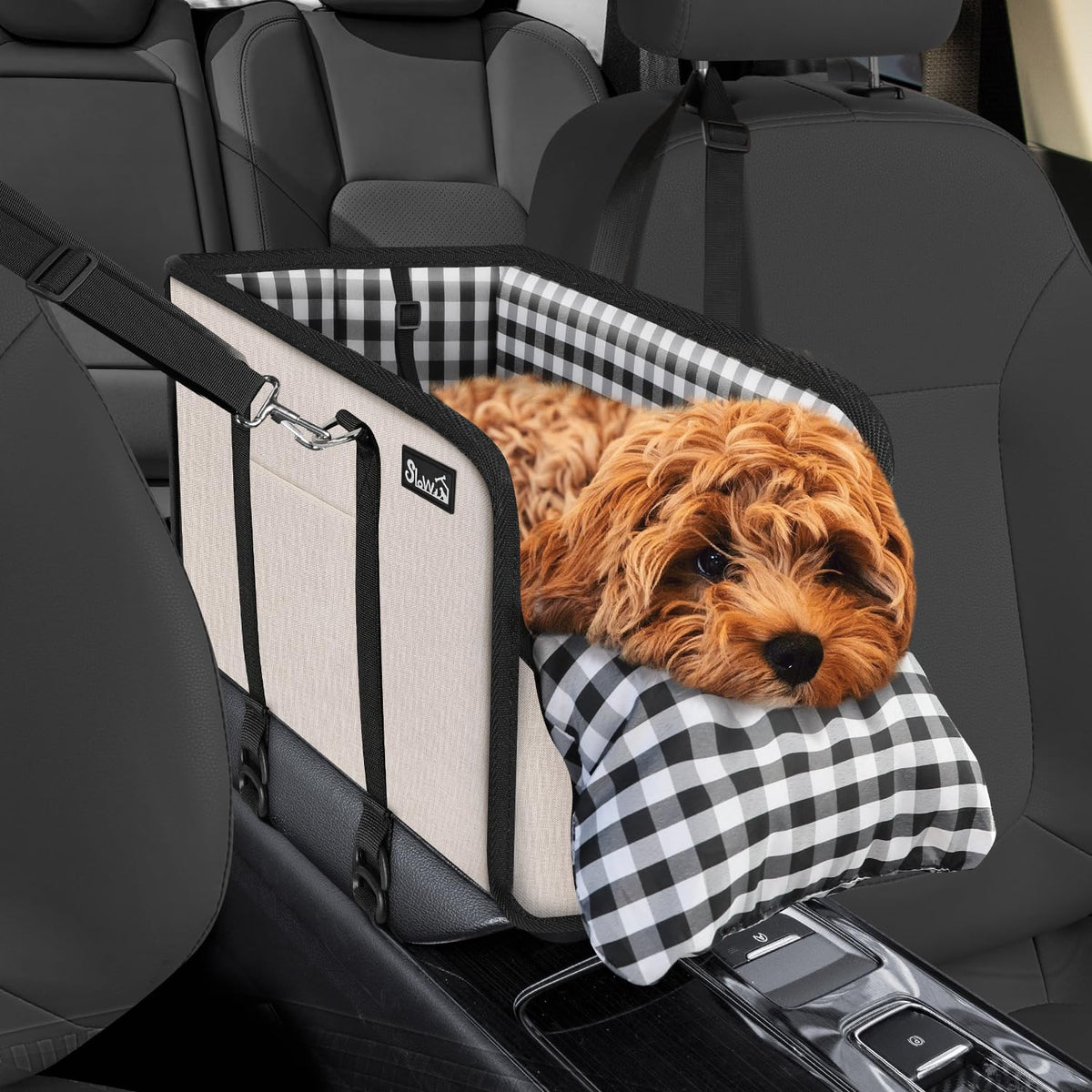 SlowTon Console Dog Seat avec garde anti-chute pour trajet sûr.