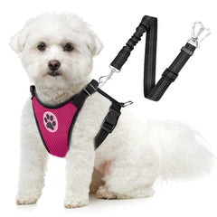 SlowTon harnais-chien sécurité voiture fuchsia avec double clips pour plus de sécurité