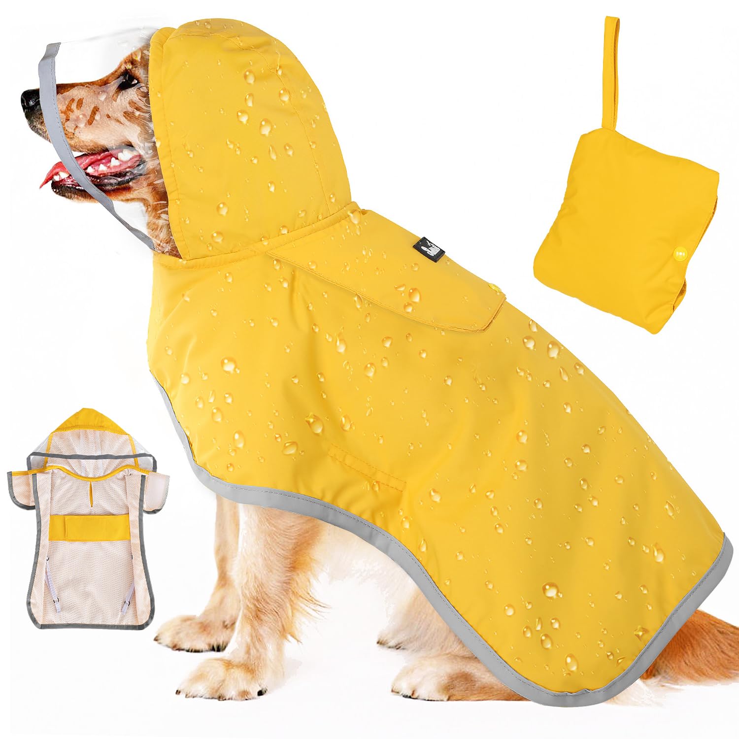 SlowTon manteau pluie chien capuche transparente protege des intempéries tout en laissant voir